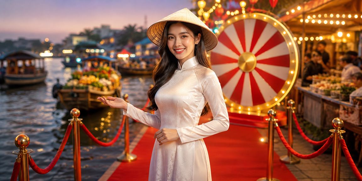 Cảnh chợ đêm và bàn roulette tại Cần Thơ